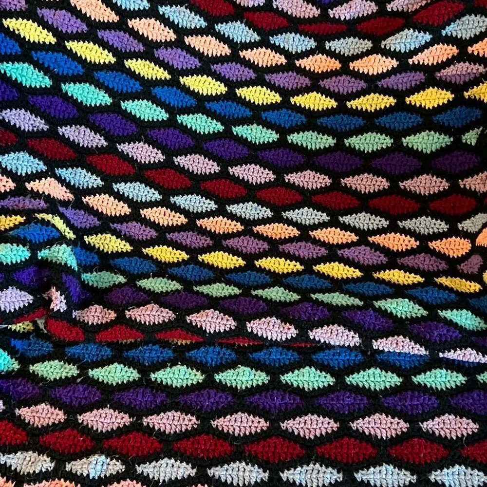 Handmade rainbow crochet‎ afghan blanket